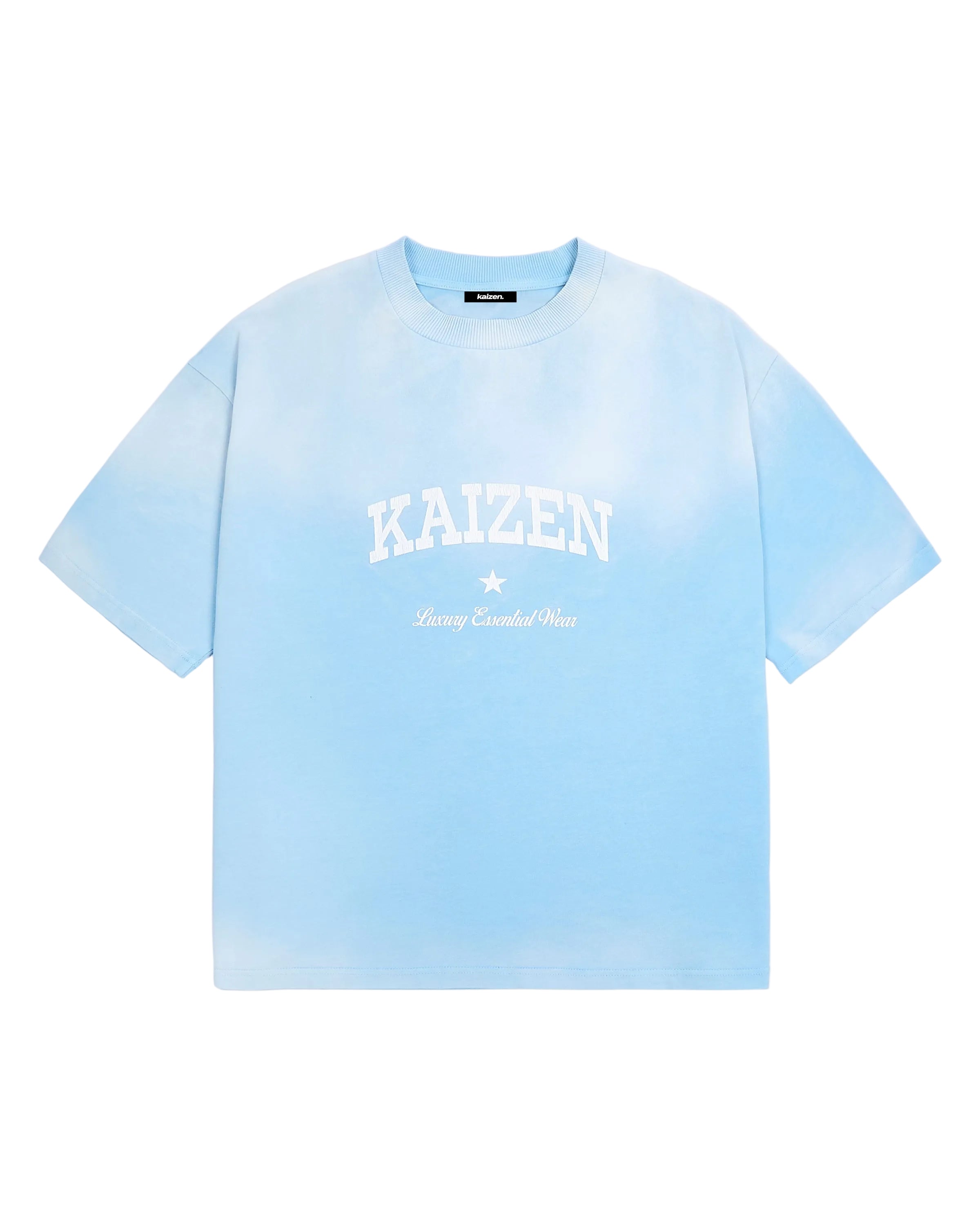 Front view of Kaizen Market Sunfaded Blue T-shirts
